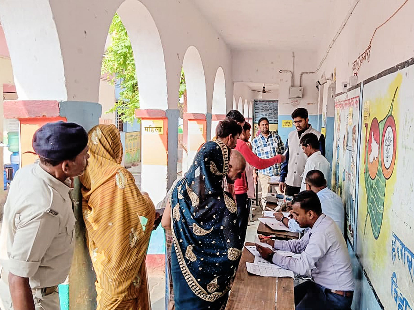 Visual from the first phase voting of Bihar elections (Photo: ANI) 
