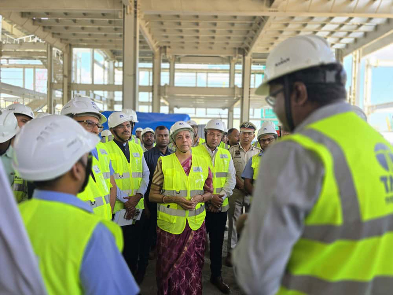 Finance Minister Nirmala Sitharaman visits Tata Electronics' OSAT project site at Jagiroad, Assam (Image: PIB)