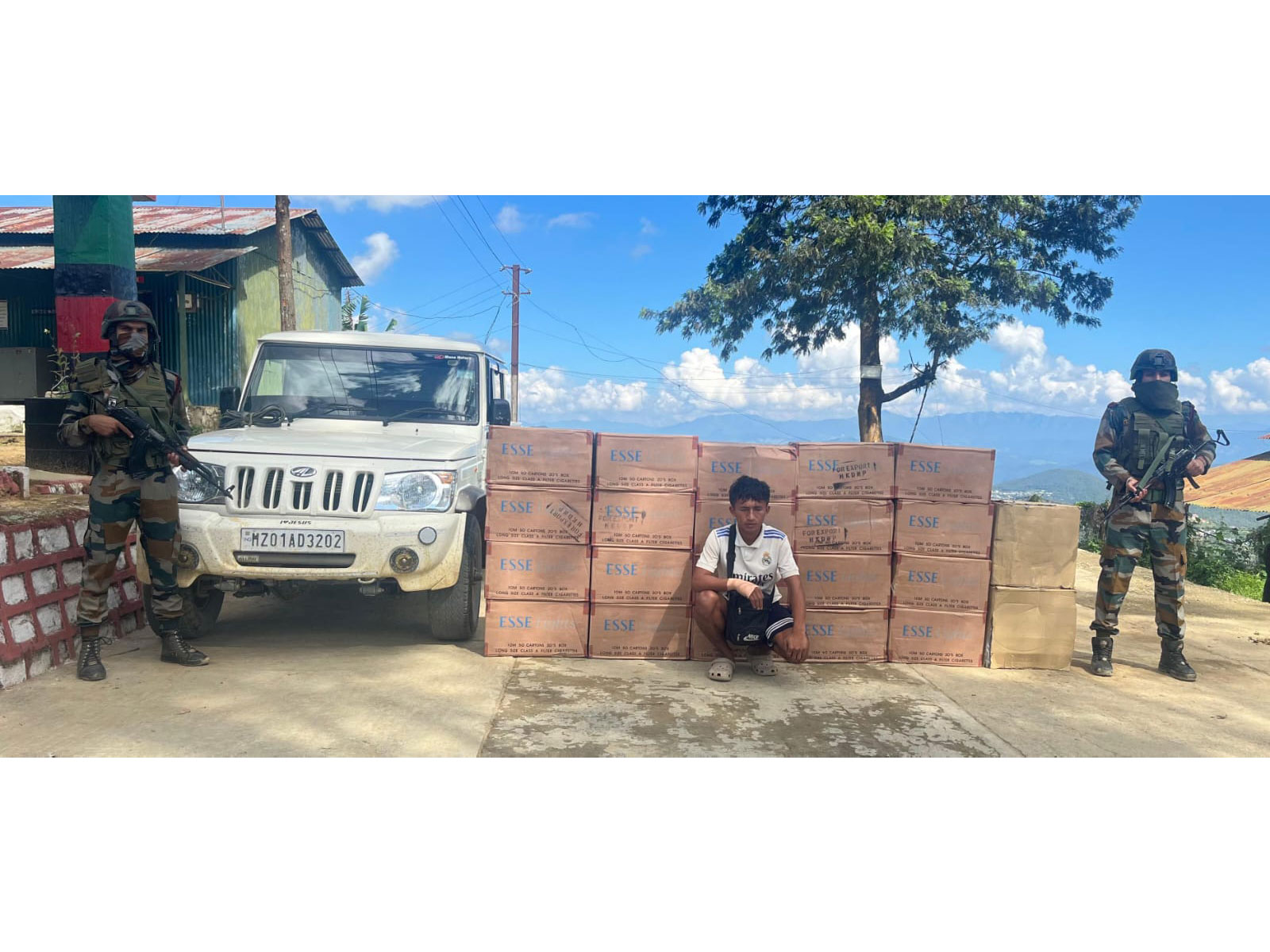 Assam Rifles seizes contraband cigarettes worth Rs 52 lakh in Champhai (Photo/ANI)