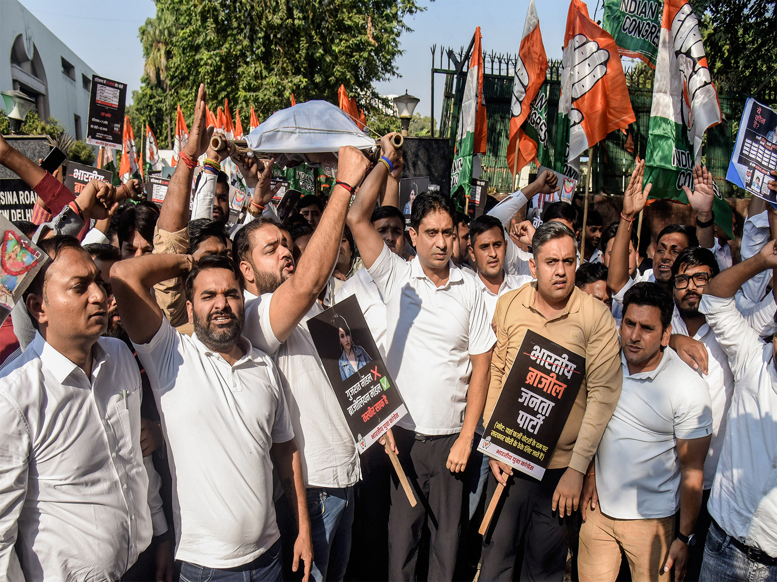 Visual from Indian Youth Congress' protest against 'vote theft' in Haryana on November 7 (Photo/ANI)