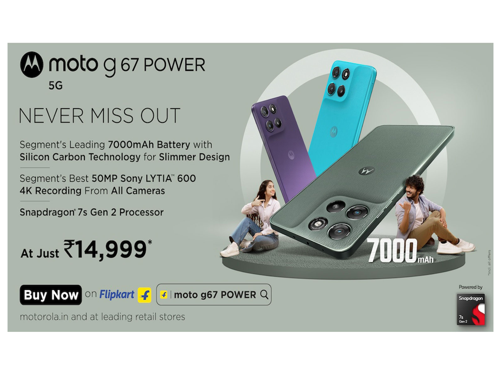 Motorola's moto g67 Power goes on sale at just Rs. 14,999*