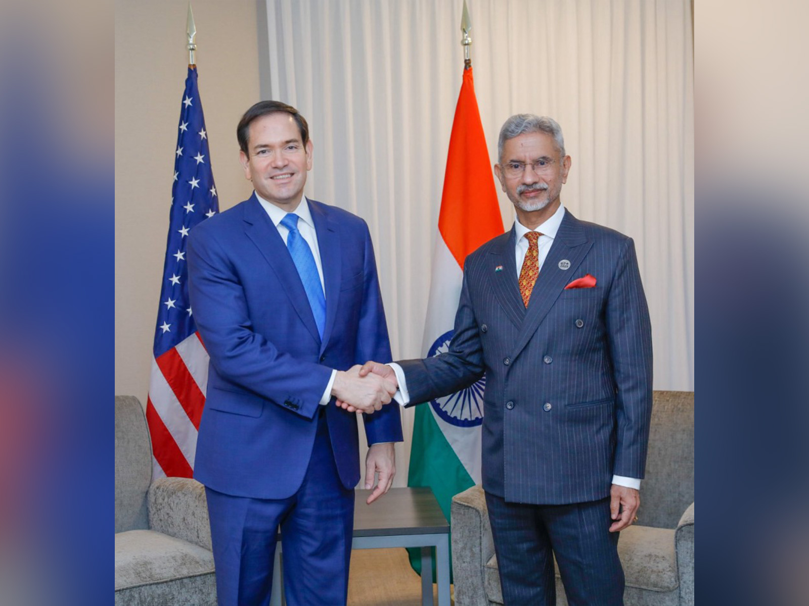 External Affairs Minister S Jaishankar meets United States Secretary of State Marco Rubio on the sidelines of the G7 Foreign Ministers' Meeting in Niagara. (Photo: X/@DrSJaishankar)