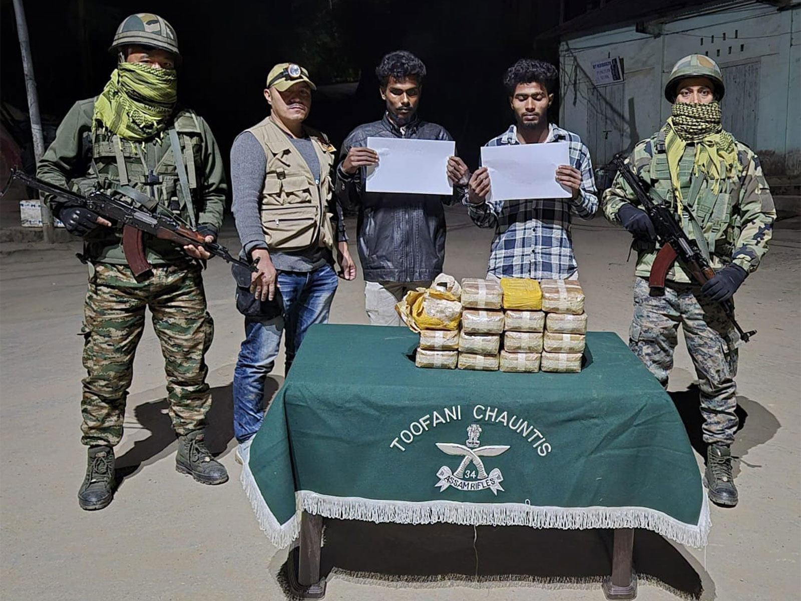 Assam rifles bust methamphetamine tablets in Mizoram. (Photo/ANI)