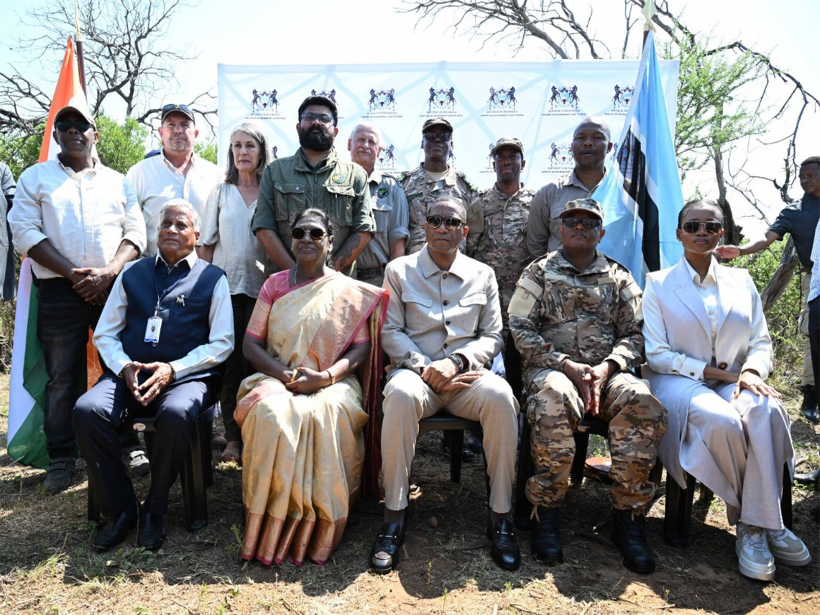 President Droupadi Murmu and President Duma Gideon Boko visit Mokolodi Game Reserve in Gaborone, highlighting India-Botswana wildlife cooperation (Photo: X/@MEAIndia)