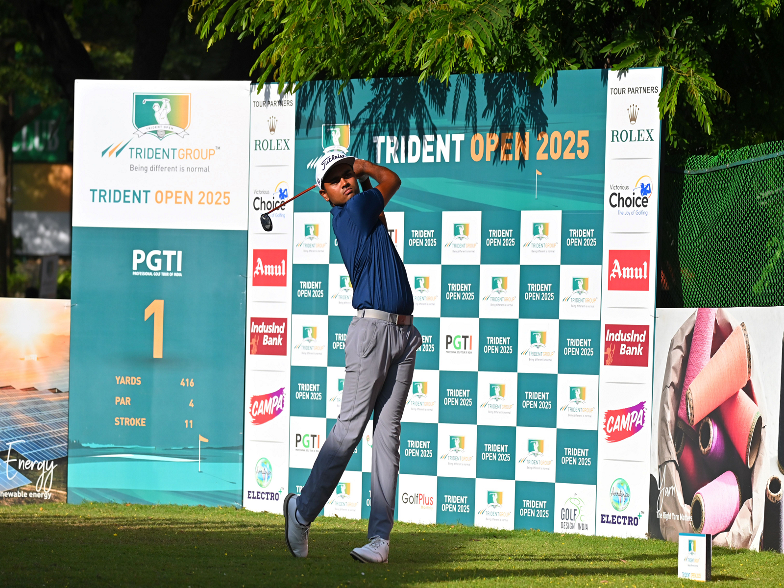Manoj S in action during Round-3 of Trident Open 2025 (Image: PGTI)