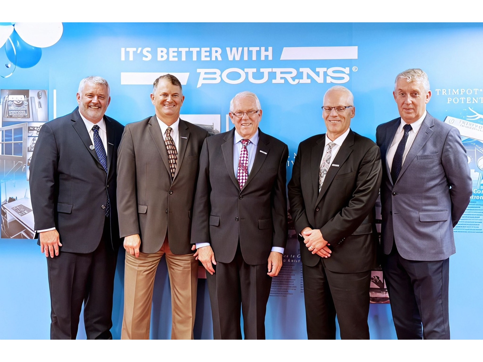 Bourns leadership at the India Design Center launch in Bangalore (L-R) Craig Shipley; James Harrington; Gordon Bourns; Al Yost; John Kelly