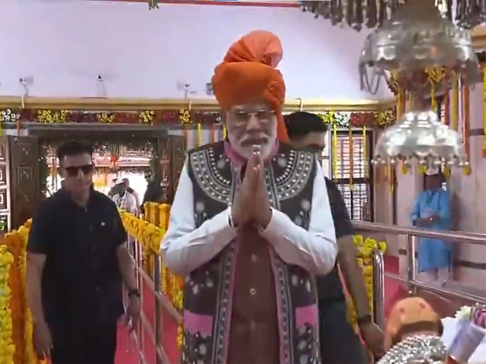 Prime Minister Narendra Modi offers prayers Devmogra Temple in Narmada