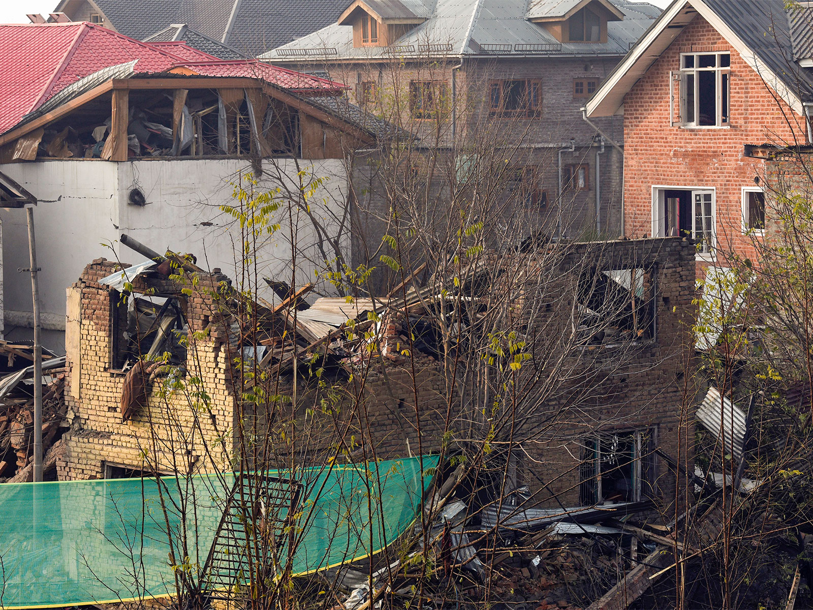A view of a damaged Nowgam police station after a blast occurred in Srinagar. (Photo/ANI)
