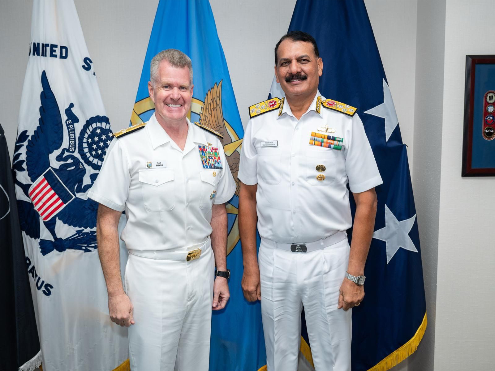 Chief of Naval Staff Admiral Dinesh K Tripathi, with Admiral Samuel J Paparo, Commander, US Indo-Pacific command (Photo/ X@indiannavy)