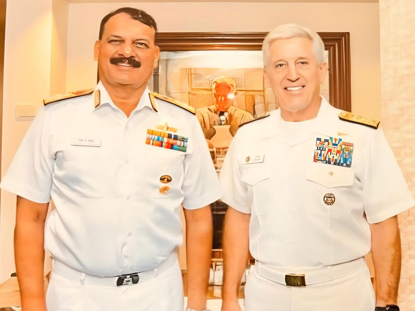 Chief of Naval Staff Admiral Dinesh K Tripathi, with Admiral Stephen T Koehler, Commander US Pacific fleet (Photo/ X@indiannavy).