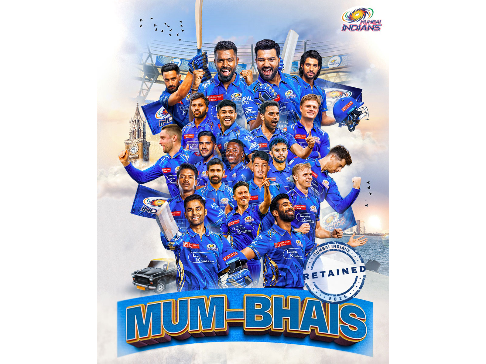 Mumbai Indians' retained players (Photo: Mumbai Indians)