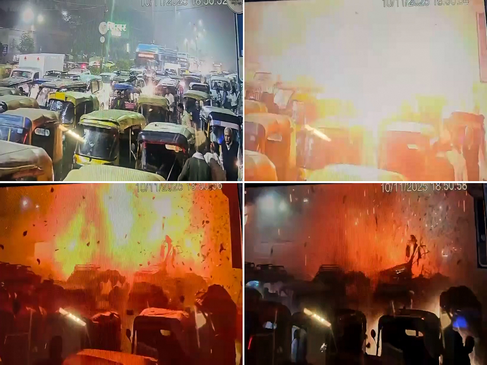 CCTV footage of the car blast near the Red Fort. (Photo/ANI)