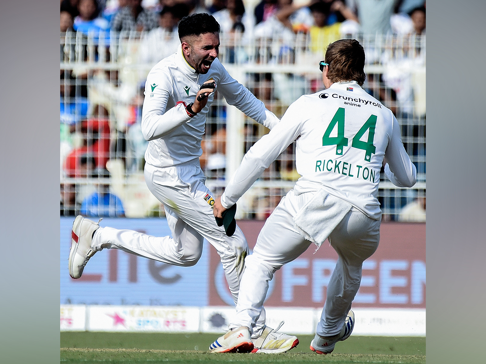 South Africa players Keshav Maharaj and Ryan Rickelton (Photo: ANI)