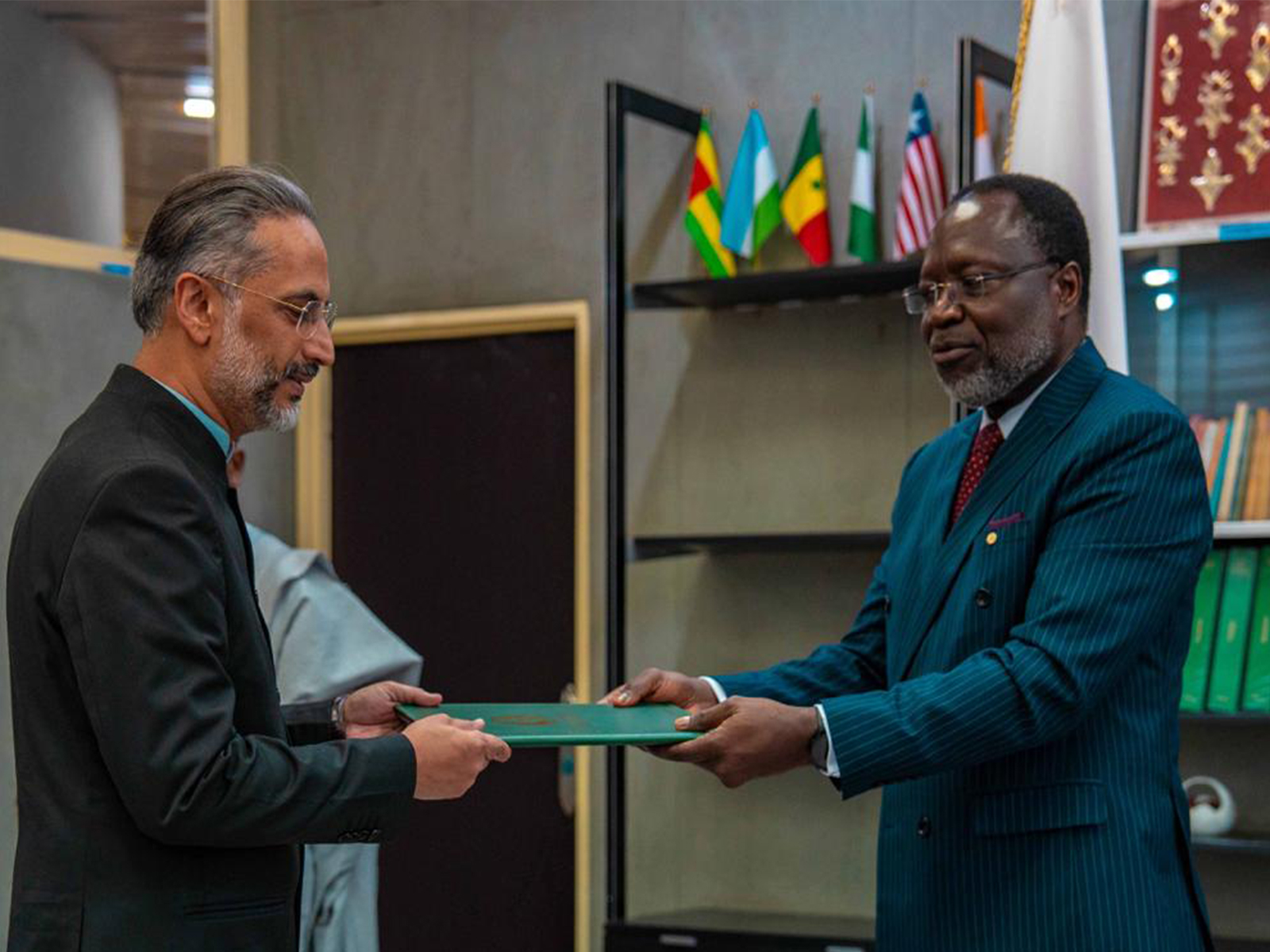 High Commissioner Abhishek Singh presenting his Letter of Credence to the President of ECOWAS Commission Dr Omar Alieu Touray (Photo/Indian High Commission))