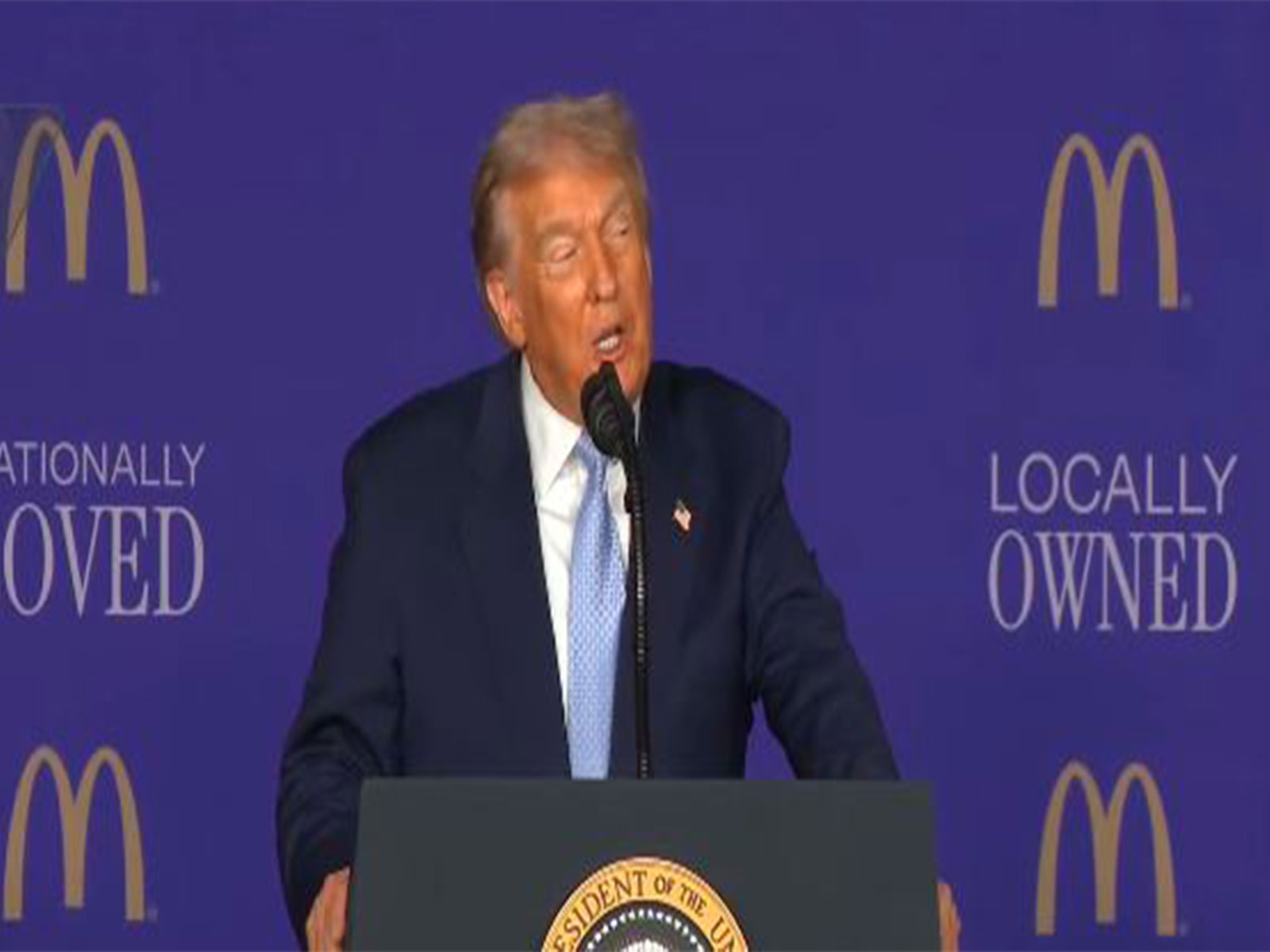 US President Donald Trump addresses the McDonald's Impact Summit in Washington. (Image Source: The White House/YouTube)
