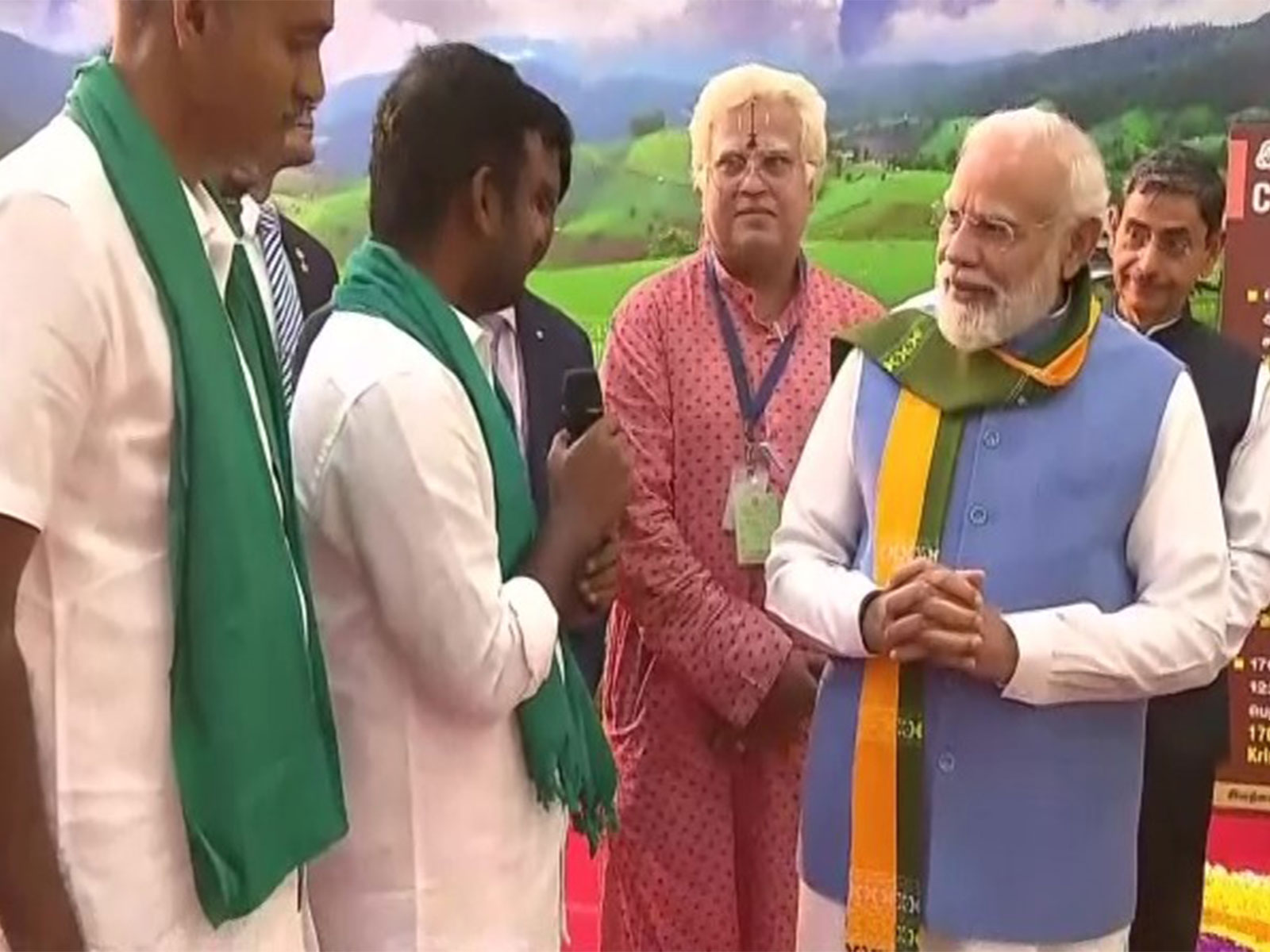 PM Modi interacting with farmers in Coimbatore (Photo/ANI)