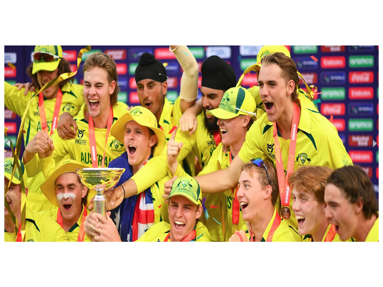 Australia lift the U19 CWC 2024 trophy (Photo: ICC website)