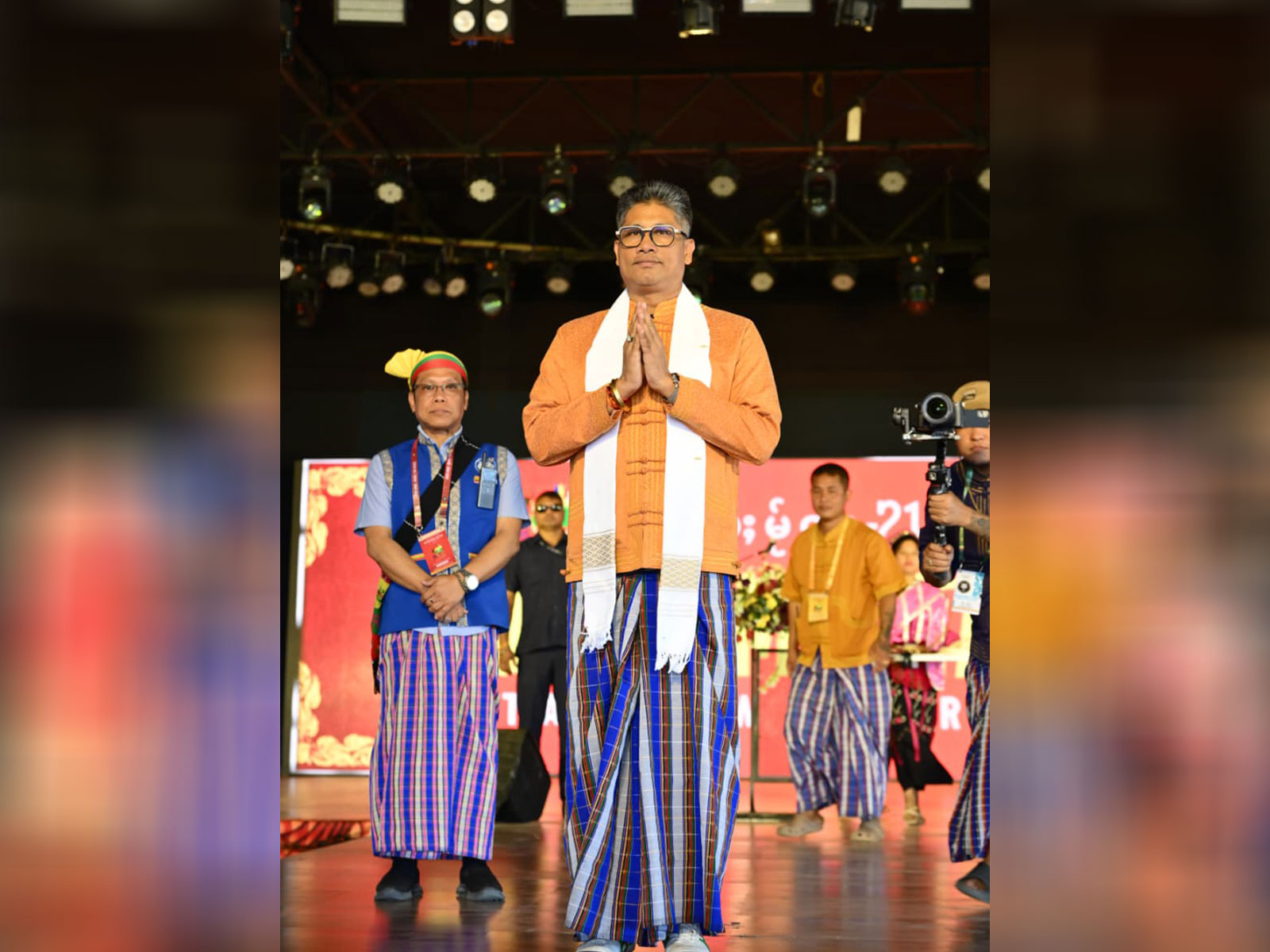 Pijush Hazarika attends 'Poi Pee Mau Tai' festival in Namsai, Arunachal Pradesh (Photo/ANI)