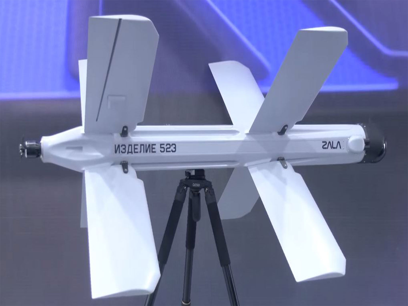 Russian firm ZALA's Lancet E loitering munition unveiled at Dubai Air Show 2025.Photo/ANI)
