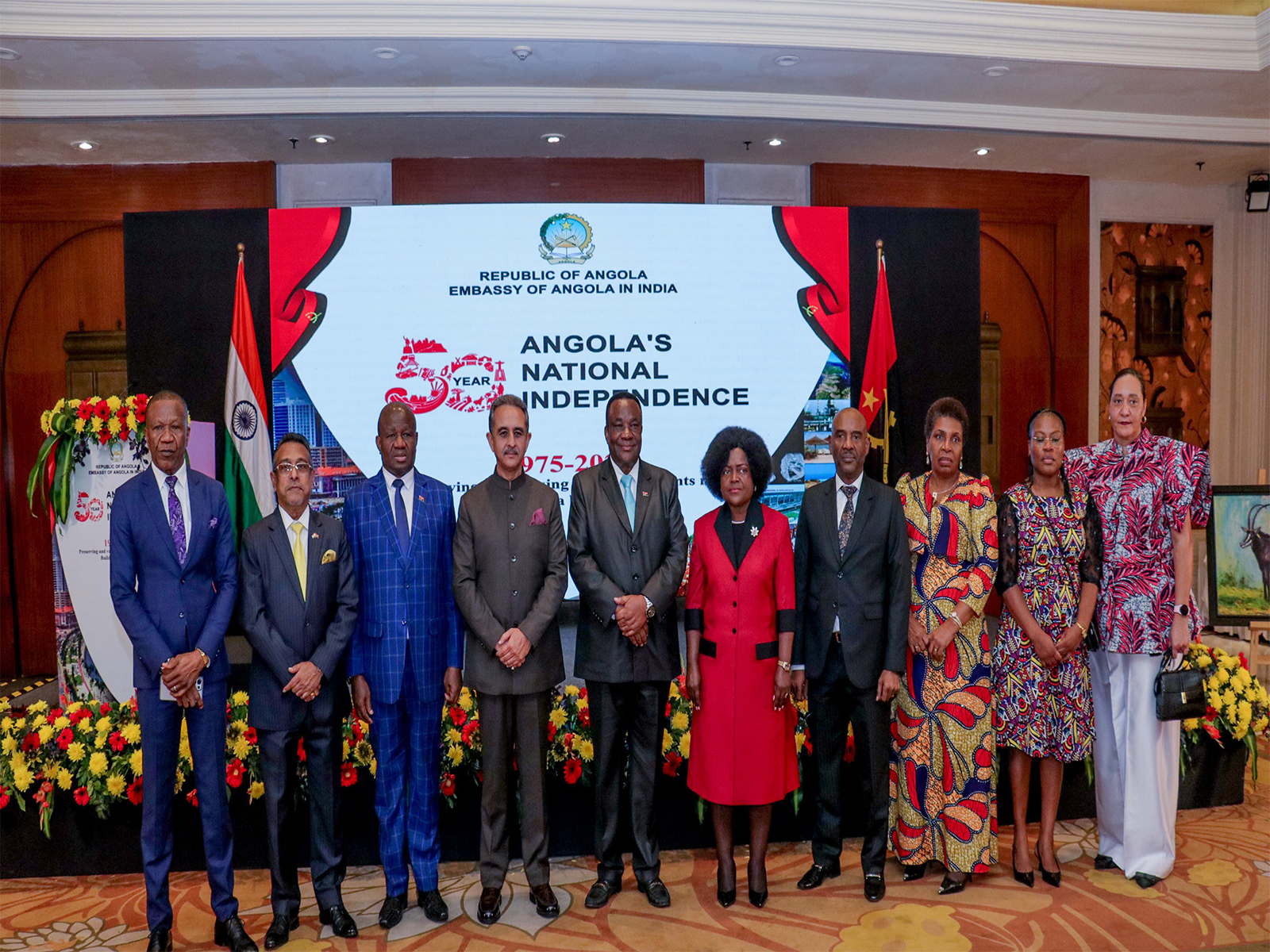 Union MoS Kirti Vardhan Singh during Angola's 50th Independence Day celebrations (Photo: @KVSinghMPGonda/X)