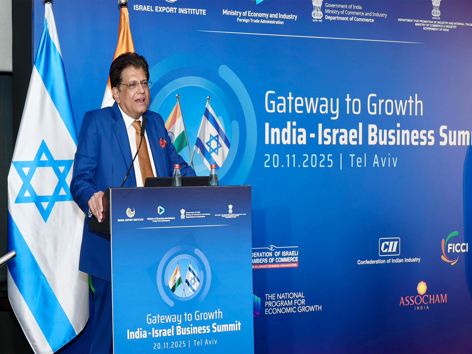 Union Minister of Commerce & Industry Piyush Goyal during the India-Israel Business Summit (Photo/ANI)