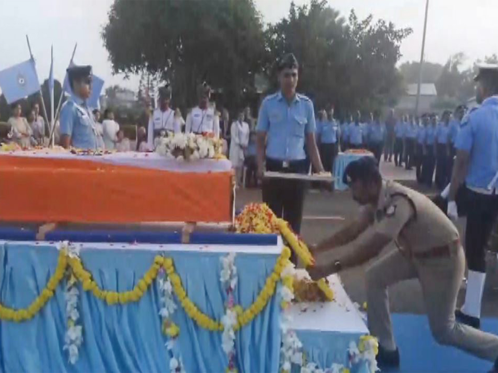 Mortal remains of Wing Commander Namansh Syal brought to Sulur Air Base (Photo/Coimbatore District Administration)