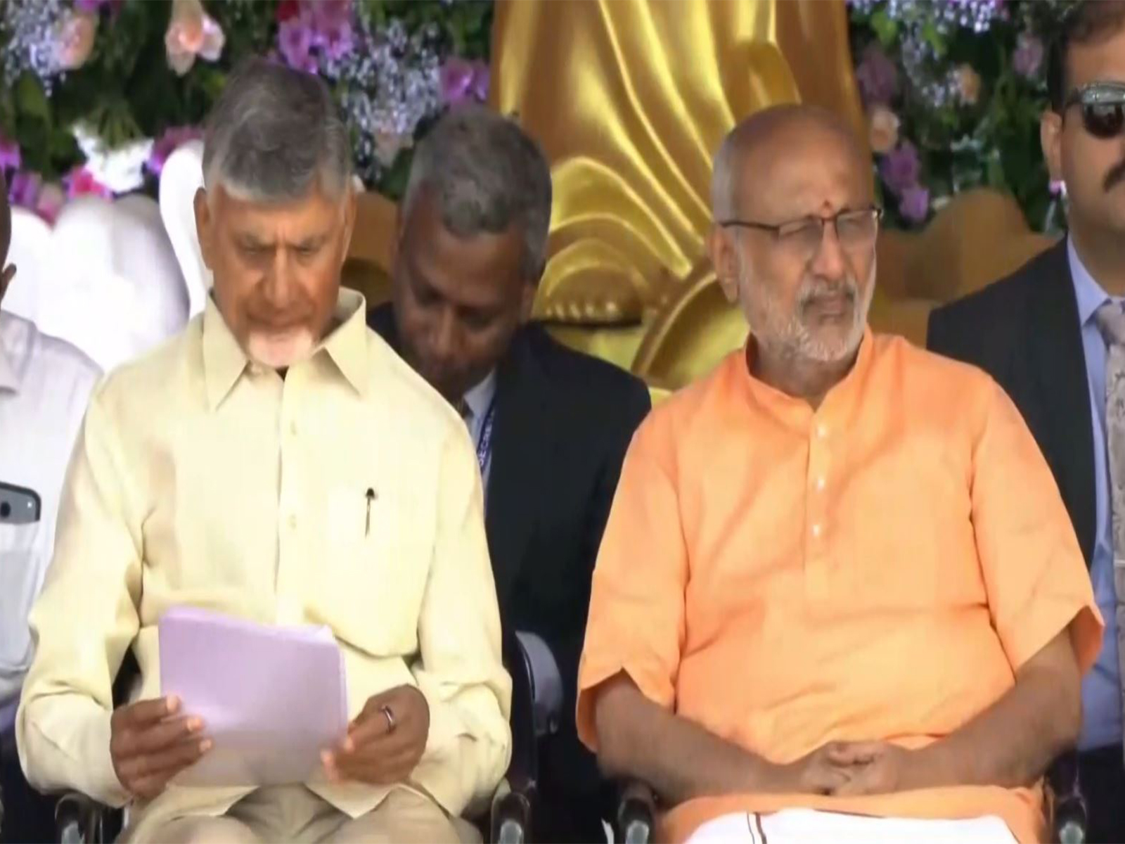 VP Radhakrishnan, CM Naidu attend event in Puttaparthi (Photo/ANI)
