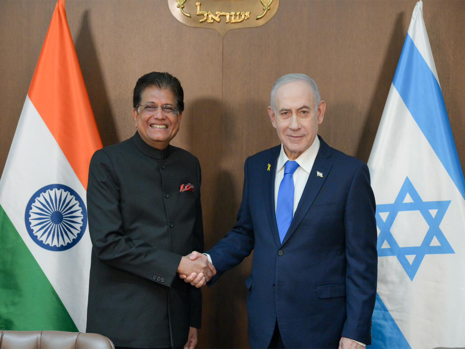 Union Minister Piyush Goyal with Israeli PM Benjamin Netanyahu (Photo/@PiyushGoyal/X)