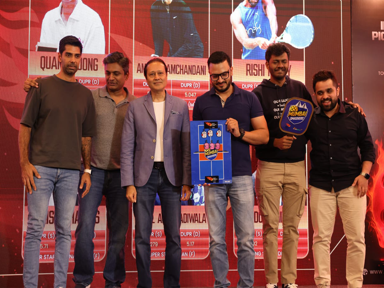 Vineet Jain- Managing Director of The Times Group, with Team owners of Mumbai Smashers at the Player Draft (Photo: IPBL)