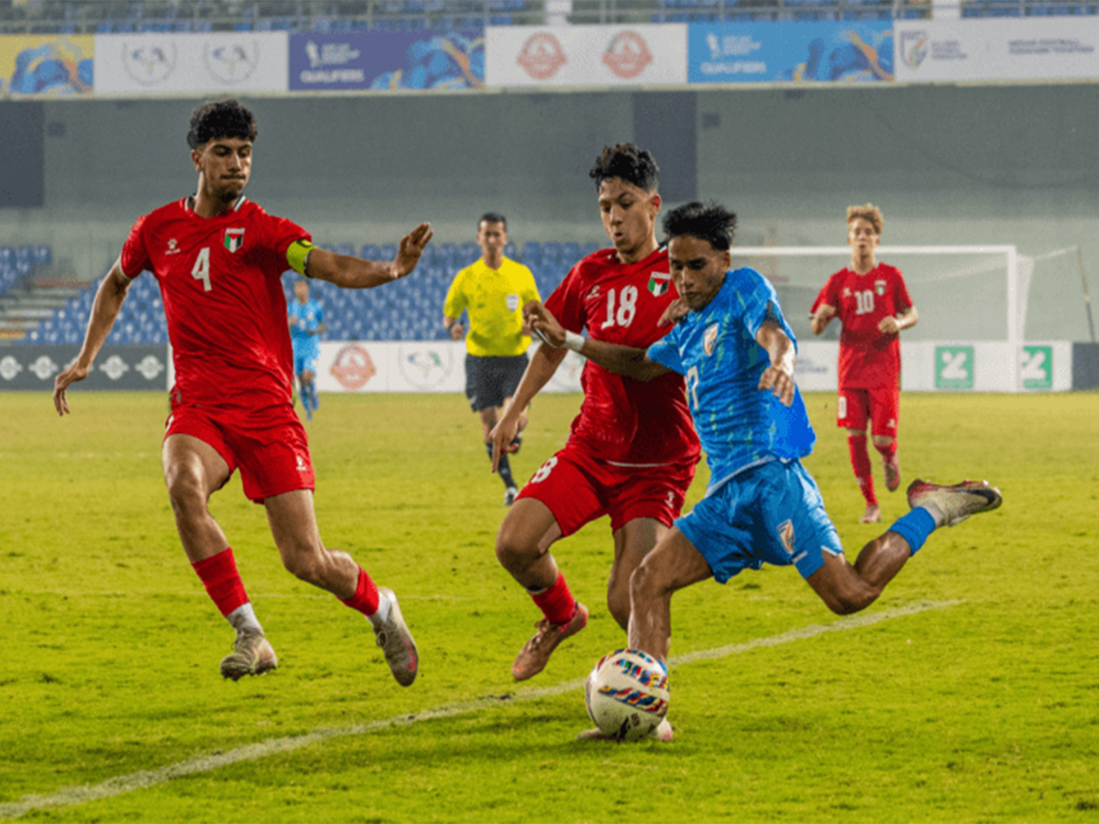 India and Palestine in action (Photo: AIFF)