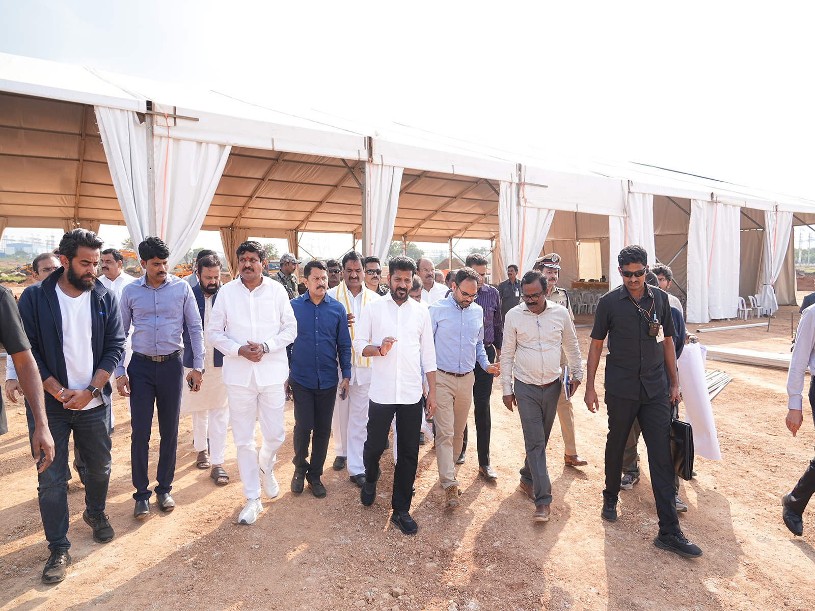 Telangana Chief Minister A Revanth Reddy reviews arrangements at venue of Global Summit (Photo/Telangana CMO)