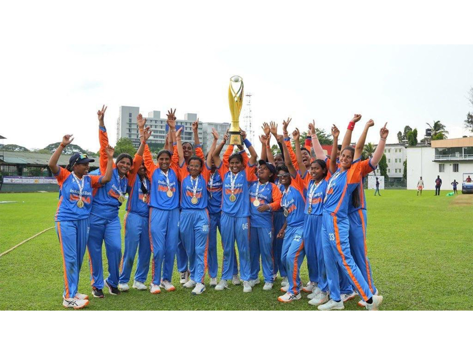 Indian women's team with the Blind Women's T20 WC title. (Photo: @narendramodi)