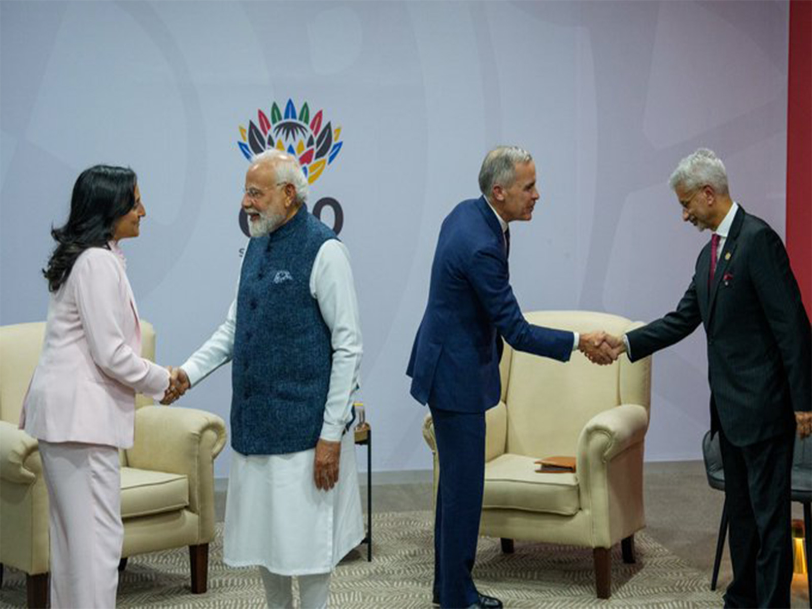 Indian and Canadian leaders meet on the sidelines of the G20 Summit in Johannesburg as both sides launch CEPA negotiations. (Photo: X/@AnitaAnandMP)