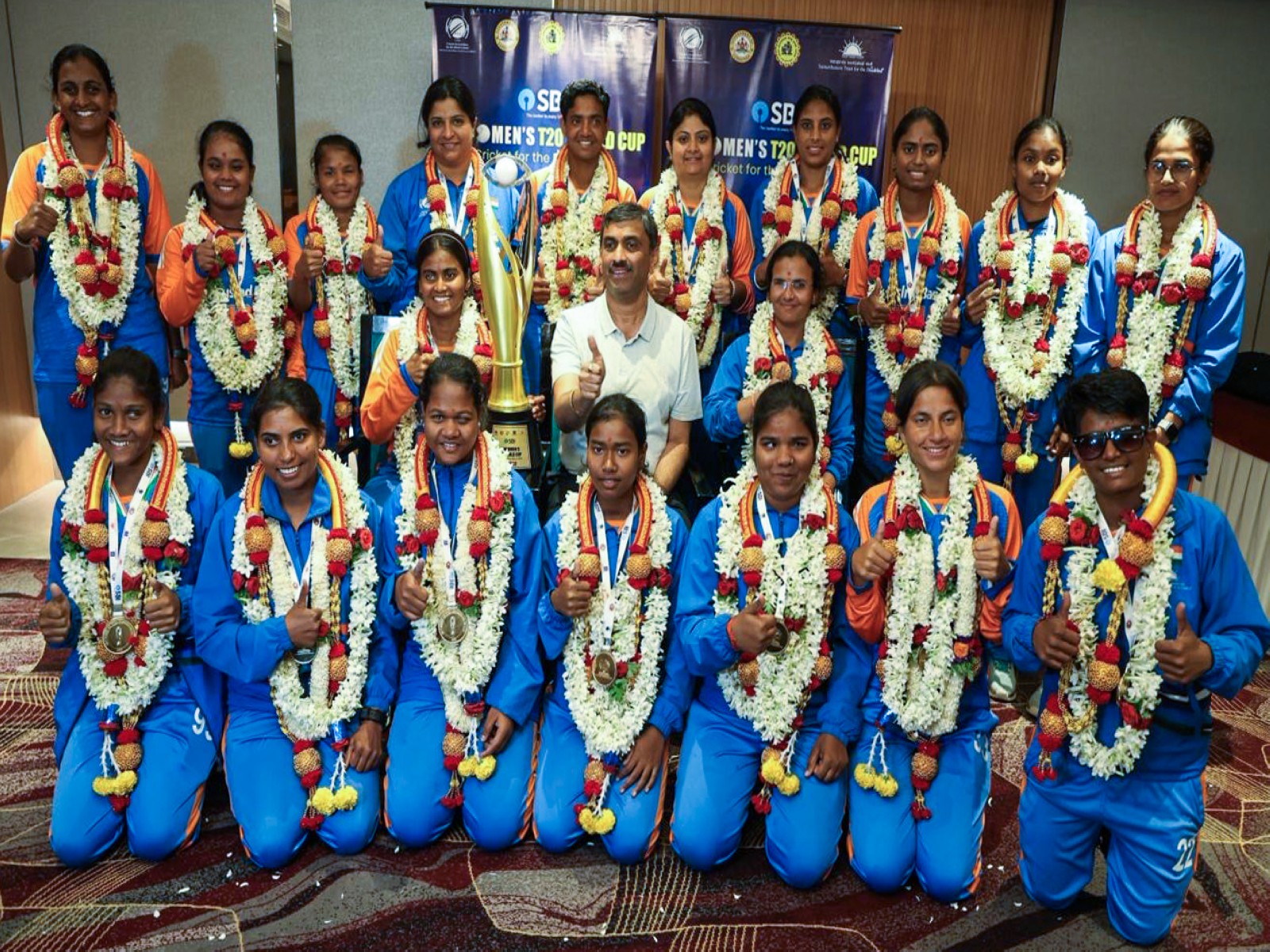 Indian Blind Women's T20 World champions being felicitated (Photo: ANI)