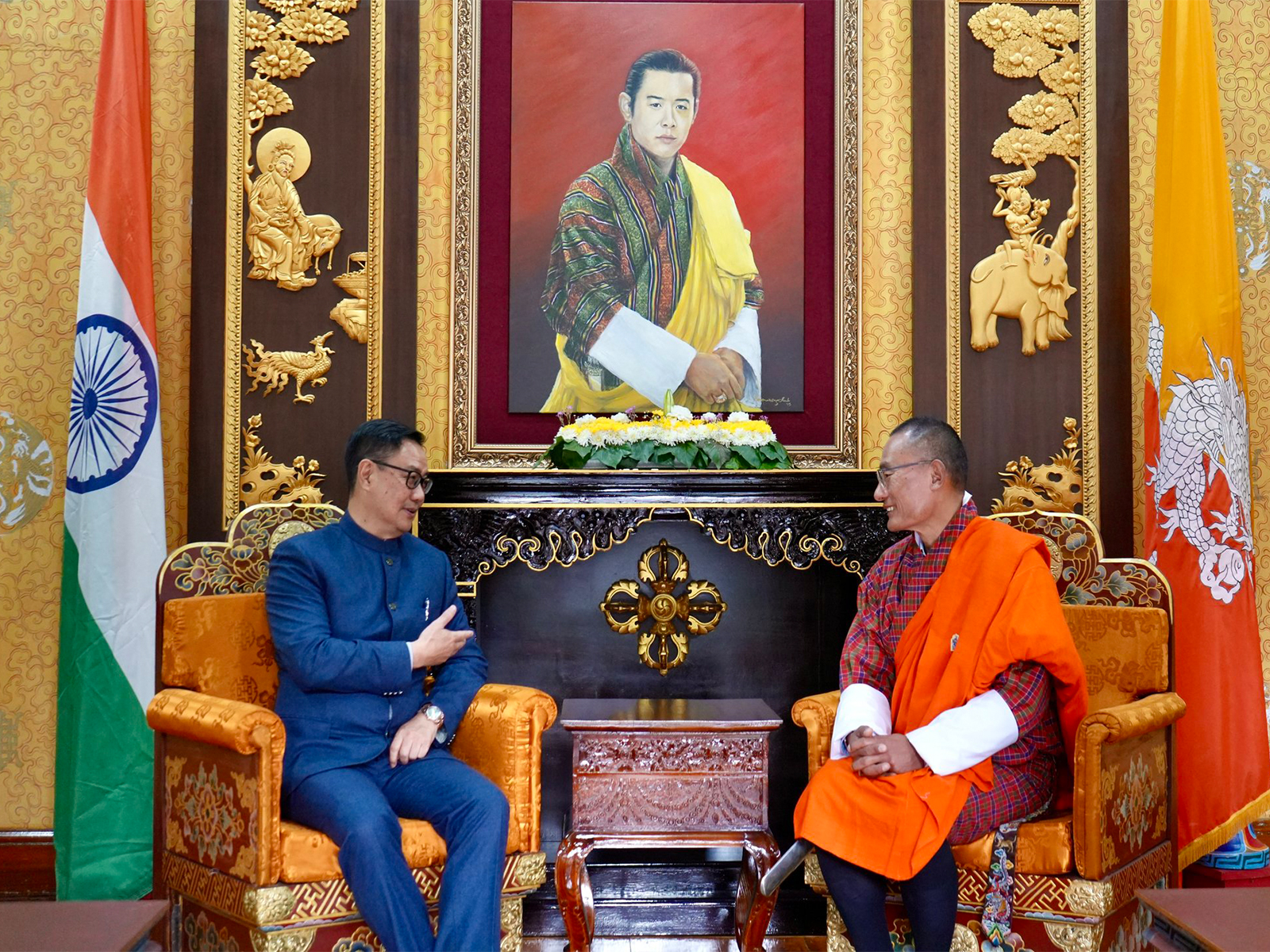 Union Minister of Minority Affairs Kiren Rijiju with Bhutan Prime Minister Dasho Tshering Tobgay (Photo/@KirenRijiju)