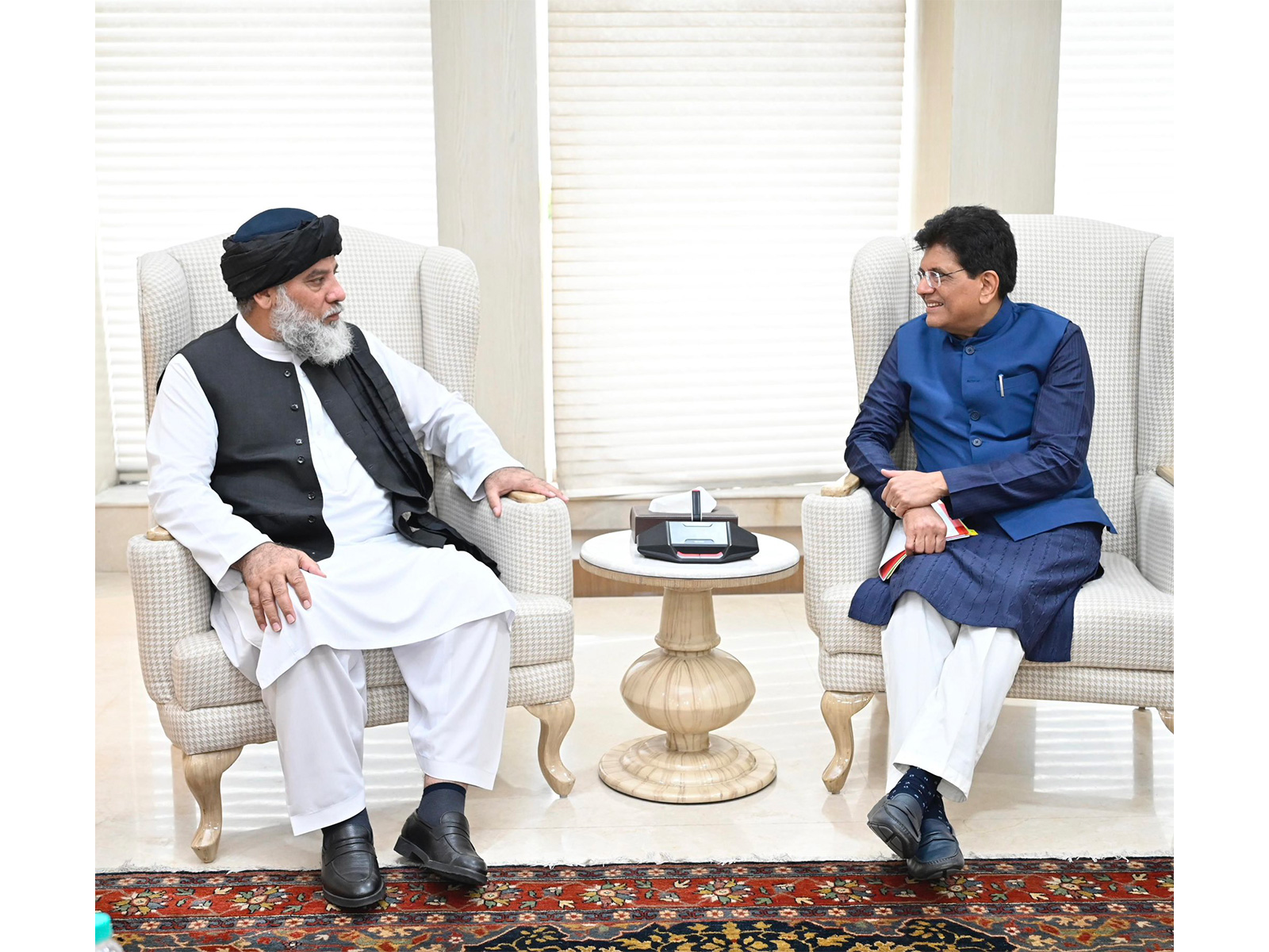 Union Minister Piyush Goyal meets Alhaj Nooruddin Azizi, Afghanistan's Minister of Industry and Commerce (Photo/X@PiyushGoyal)