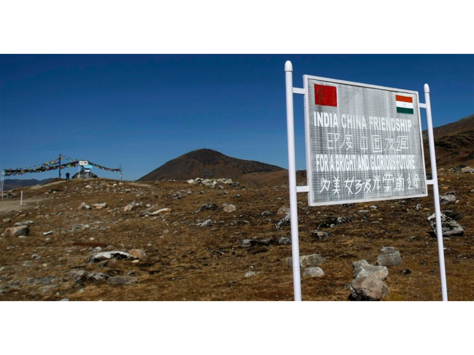 Signboard at the Indo-China border in Bumla, Arunachal Pradesh. (Photo/Reuters)