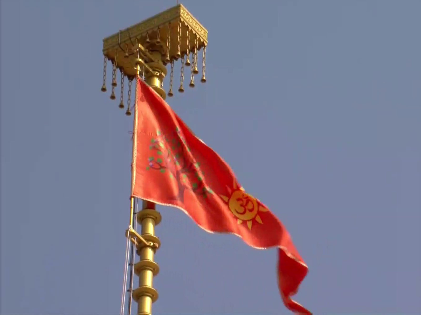 'Dharma Dhwaj' hoisted at Ram Janmabhoomi Temple (Photo/ANI)