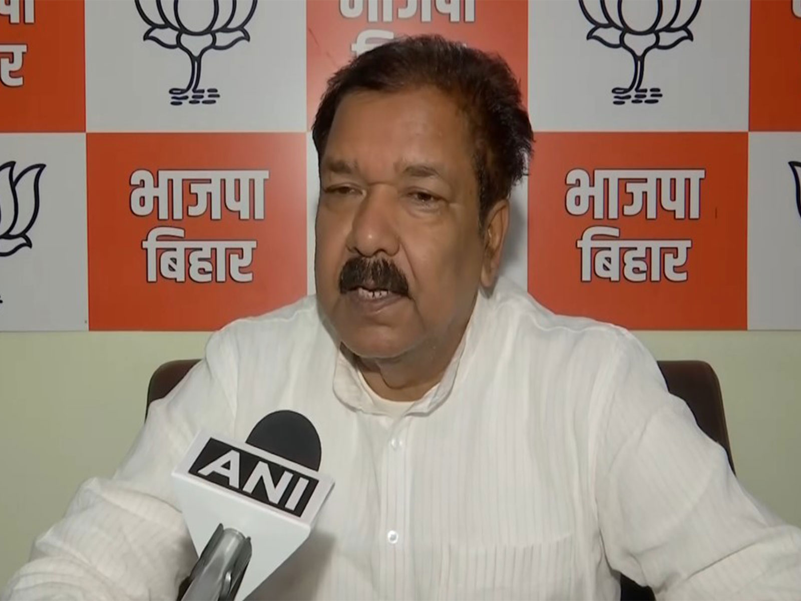Bihar BJP president Dilip Kumar Jaiswal speaking to0o ANI on Tuesday. (Photo/ANI)