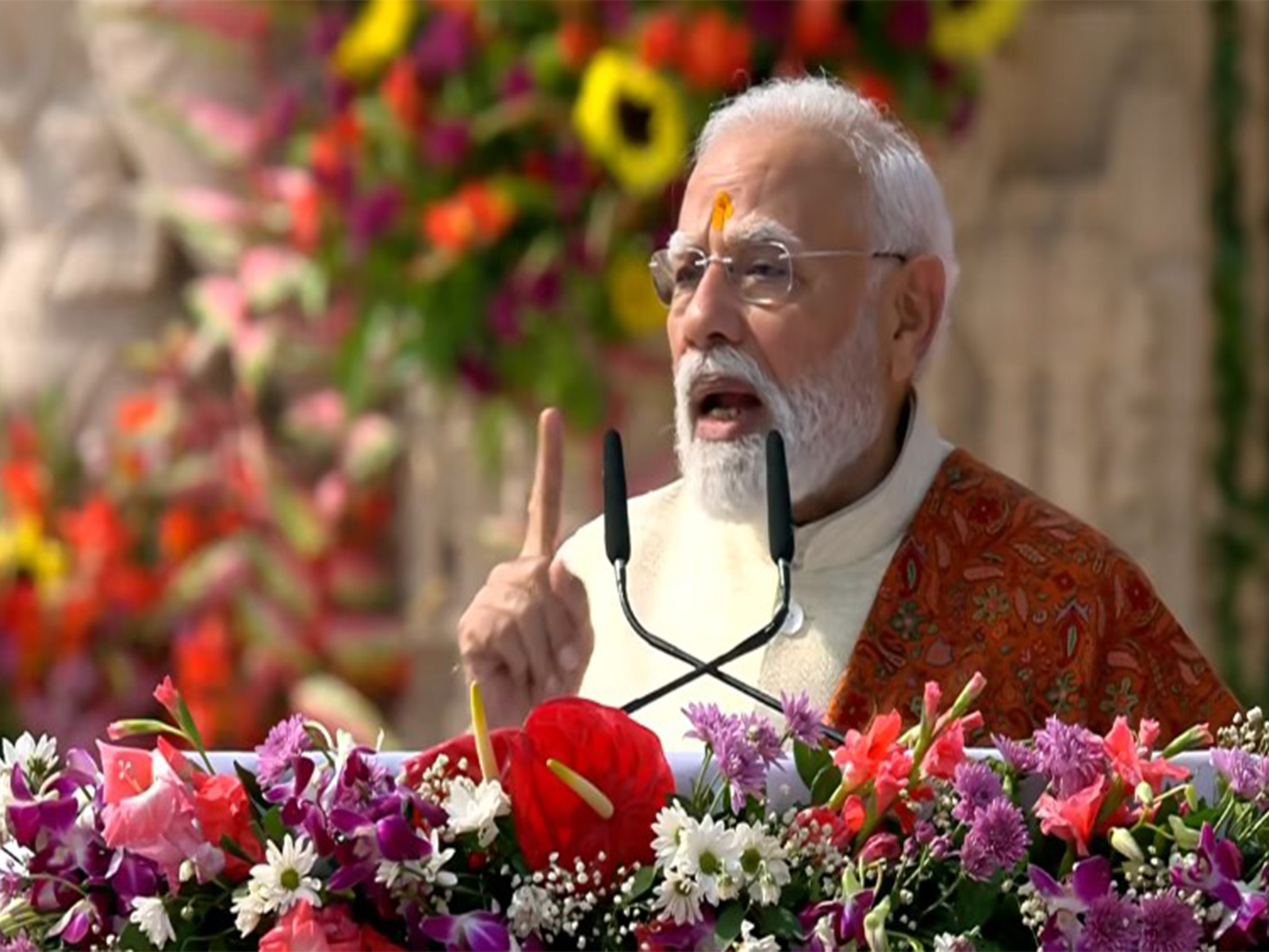 Prime Minister Narendra Modi at Ram Temple 'Dwajarohan' ceremony in Ayodhya. (Photo/ANI)