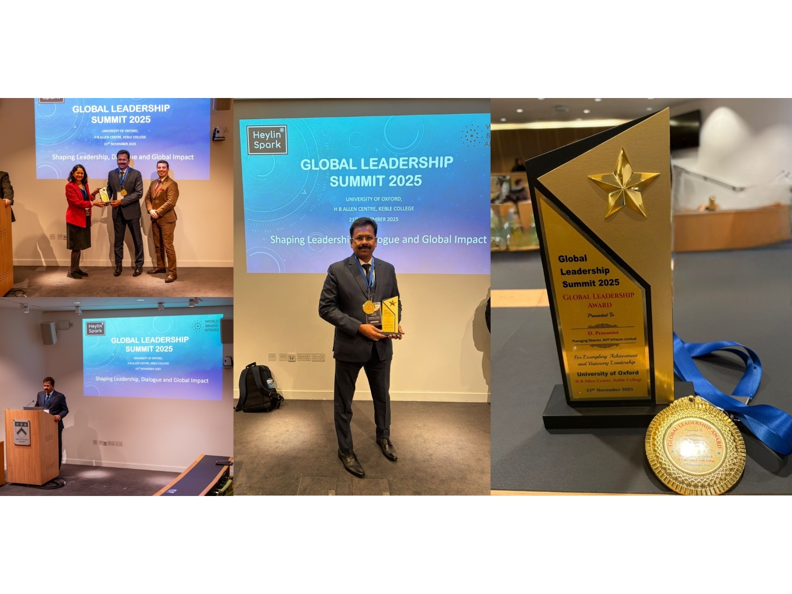 AVP Infracon Limited CMD & CEO Mr. D. Prasanna Honoured at the Global Leadership Awards 2025, University of Oxford