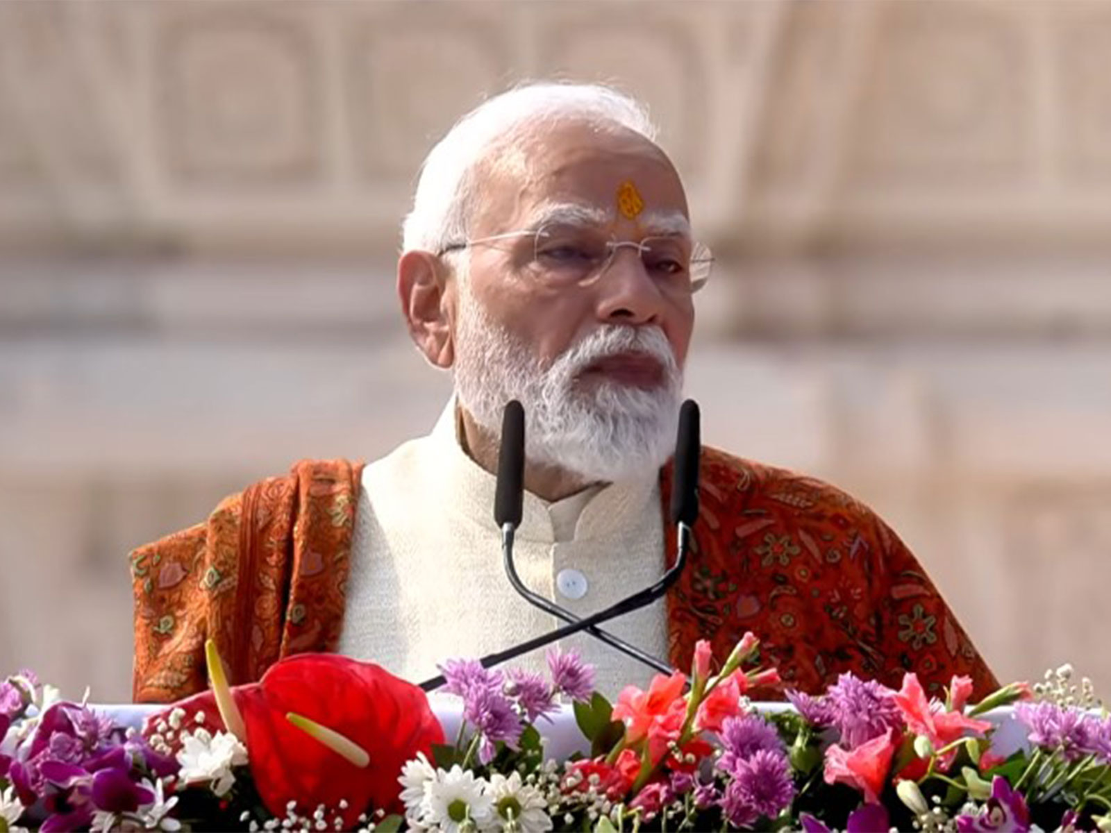 Prime Minister Narendra Modi at Ram Temple 'Dwajarohan' ceremony in Ayodhya. (Photo/ANI)
