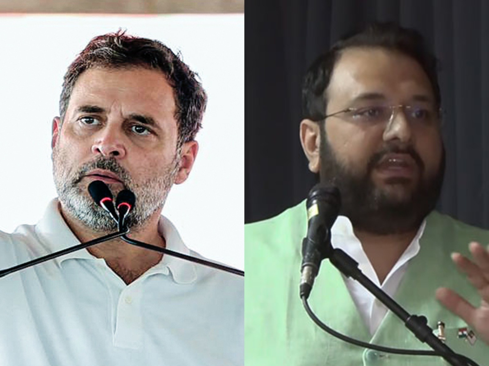 Congress leader Rahul Gandhi (left) and BJP MP Hemang Joshi (Photo/ANI)