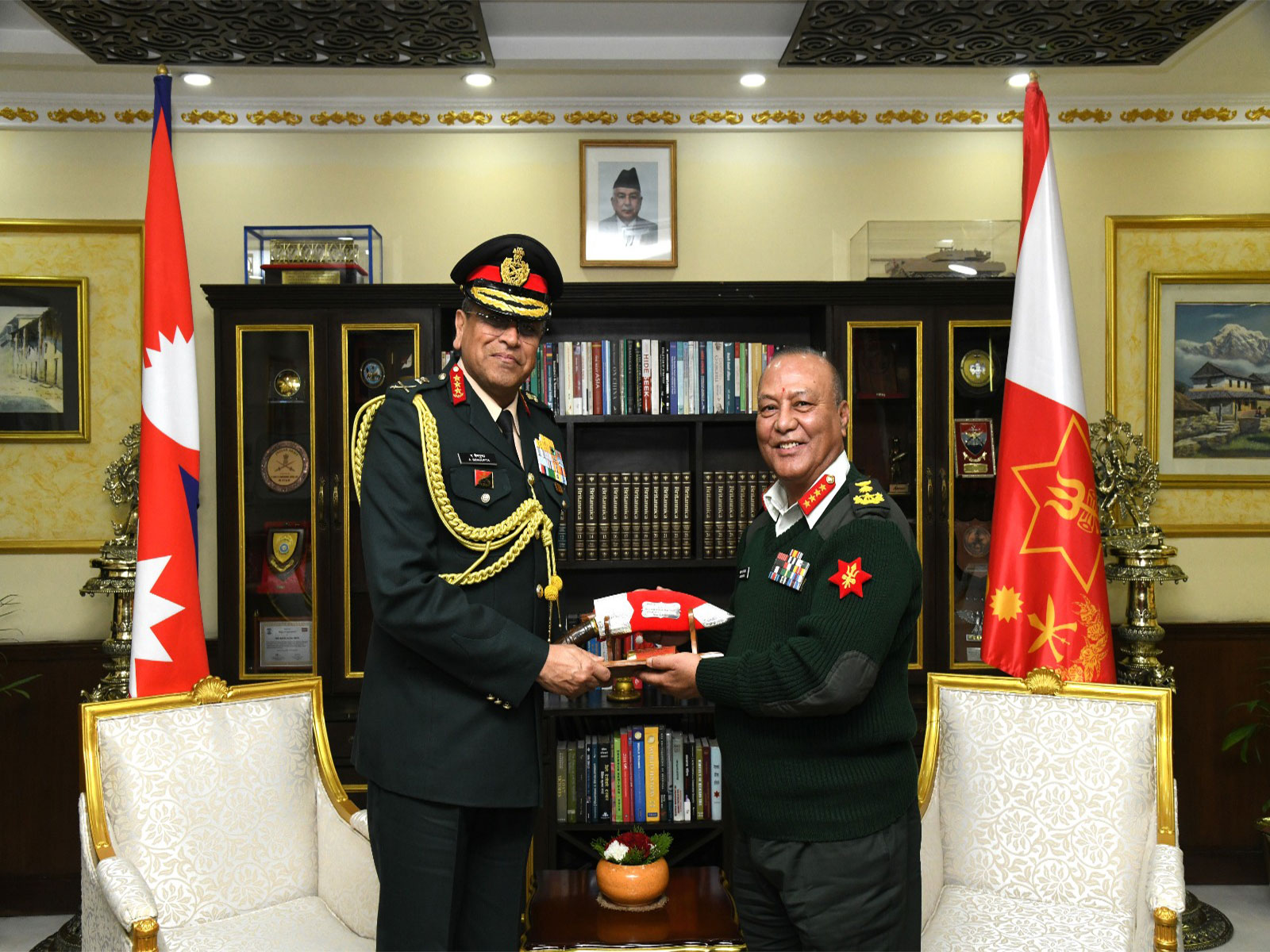 Lt Gen Anindya Sengupta of the Indian Army with Nepal COAS Ashok Raj Sigdel (Photo/ X@IndiaInNepal)