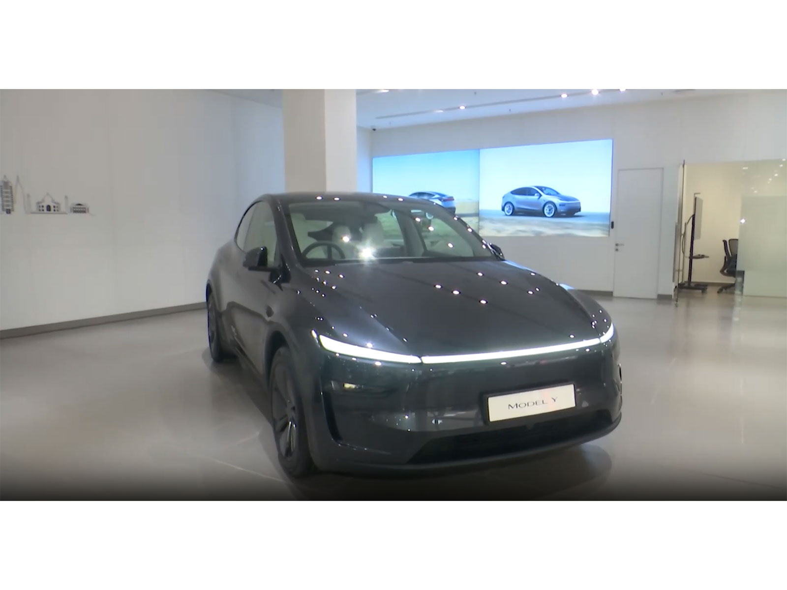 Tesla Model Y at Tesla Center in Gurugram (Photo/ANI)