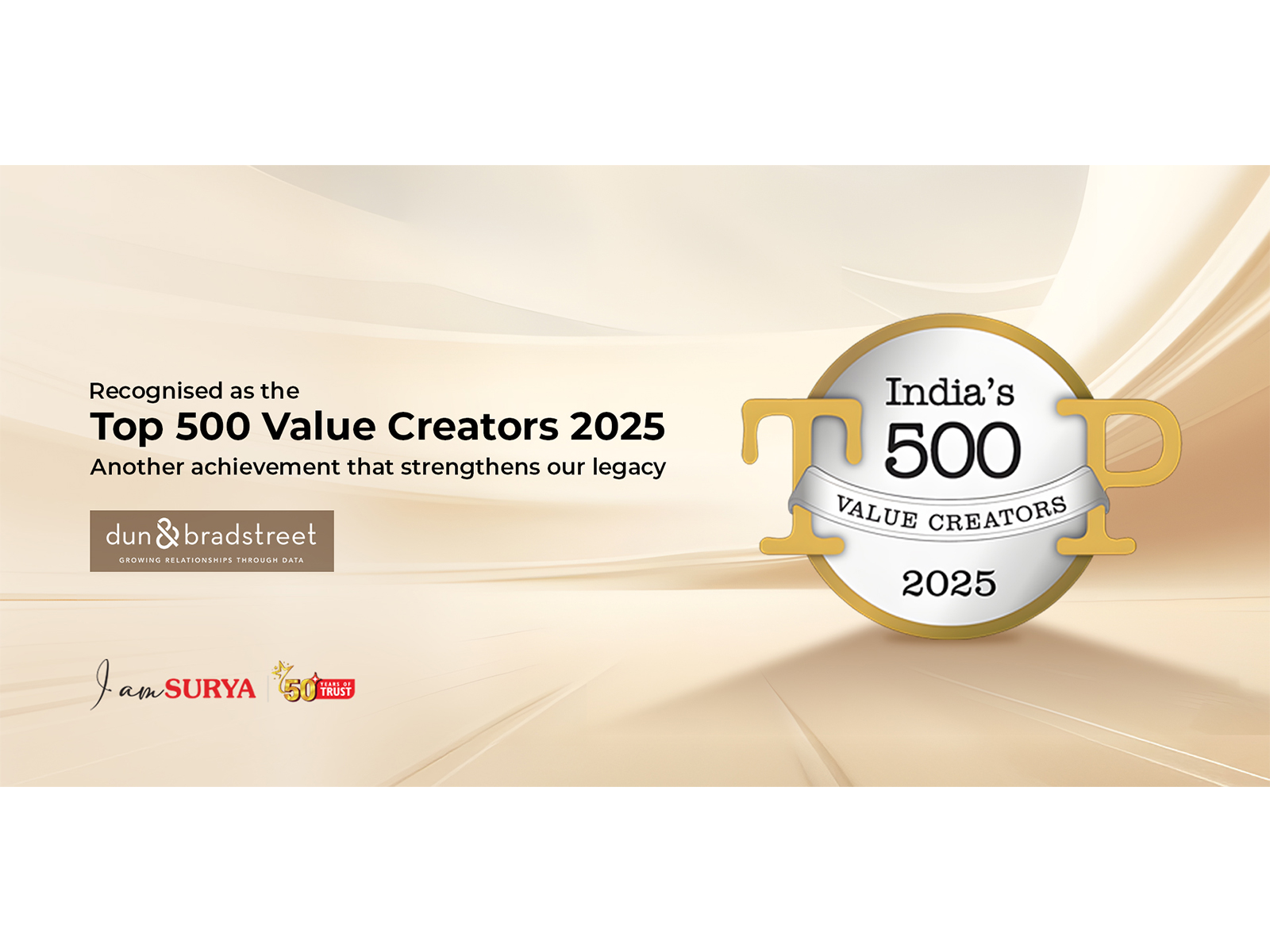 Surya Roshni Featured in Dun & Bradstreet's 'India's Top 500 Value Creators 2025'