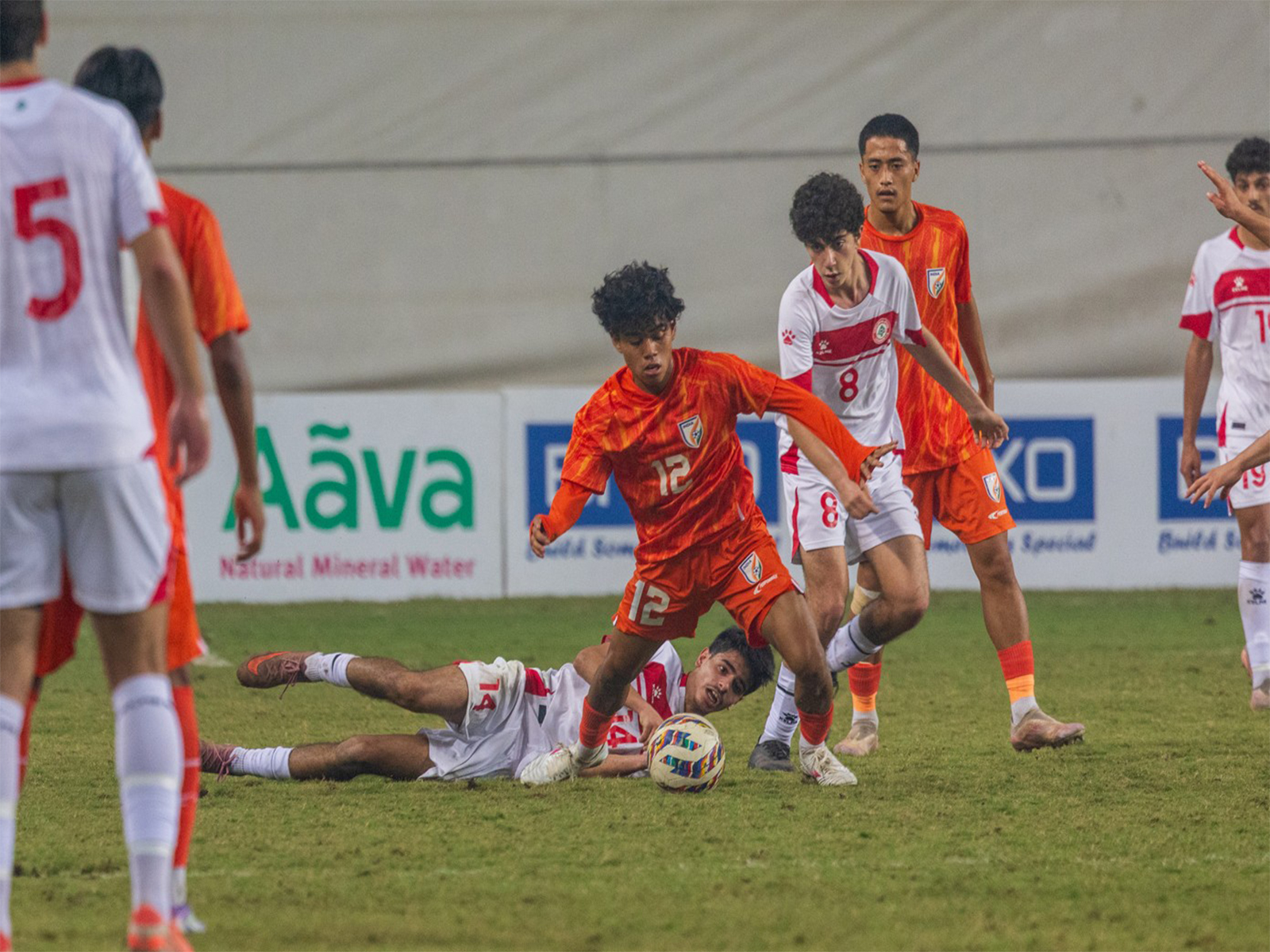 India and Lebanon in action (Photo: AIFF)