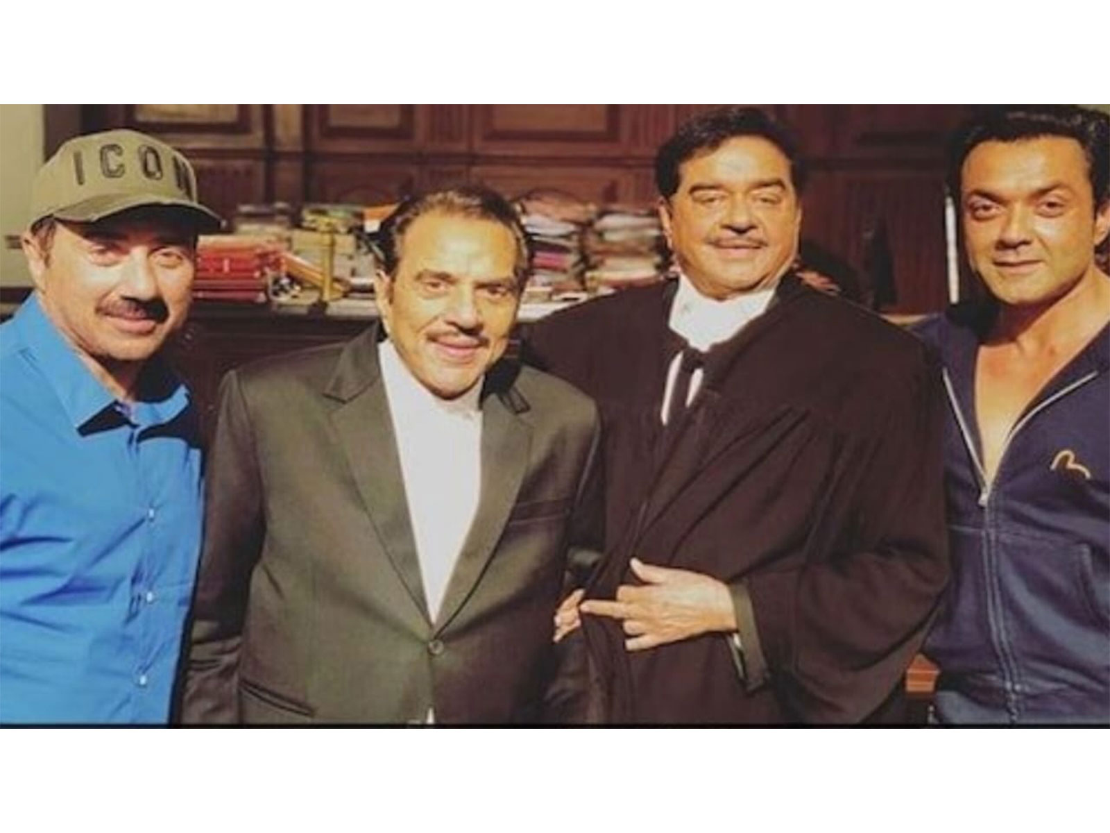 Shatrughan Sinha with Dharmendra, Sunny Deol and Bobby (Photo/X/@ShatruganSinha)