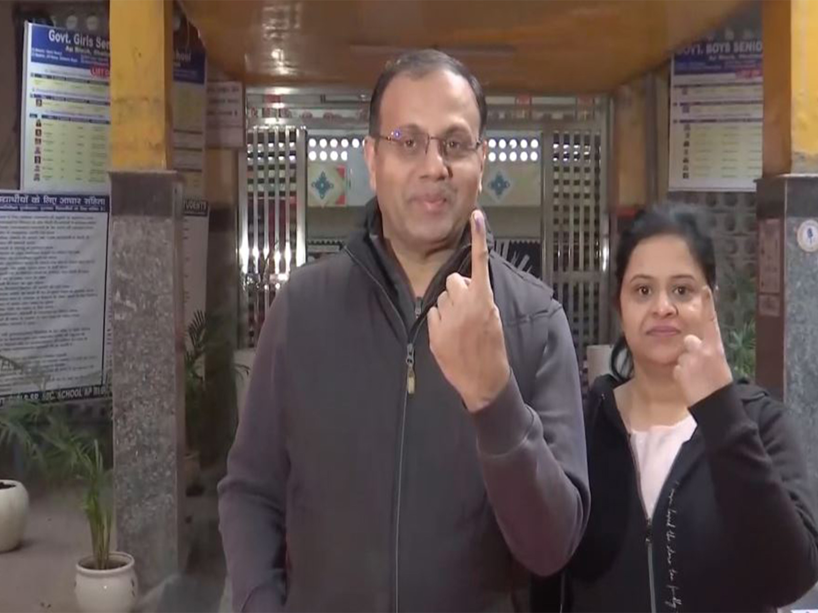 Voters after casting vote at GBSSS AP Block Shalimar Bagh Polling Booth (Photo/ANI)