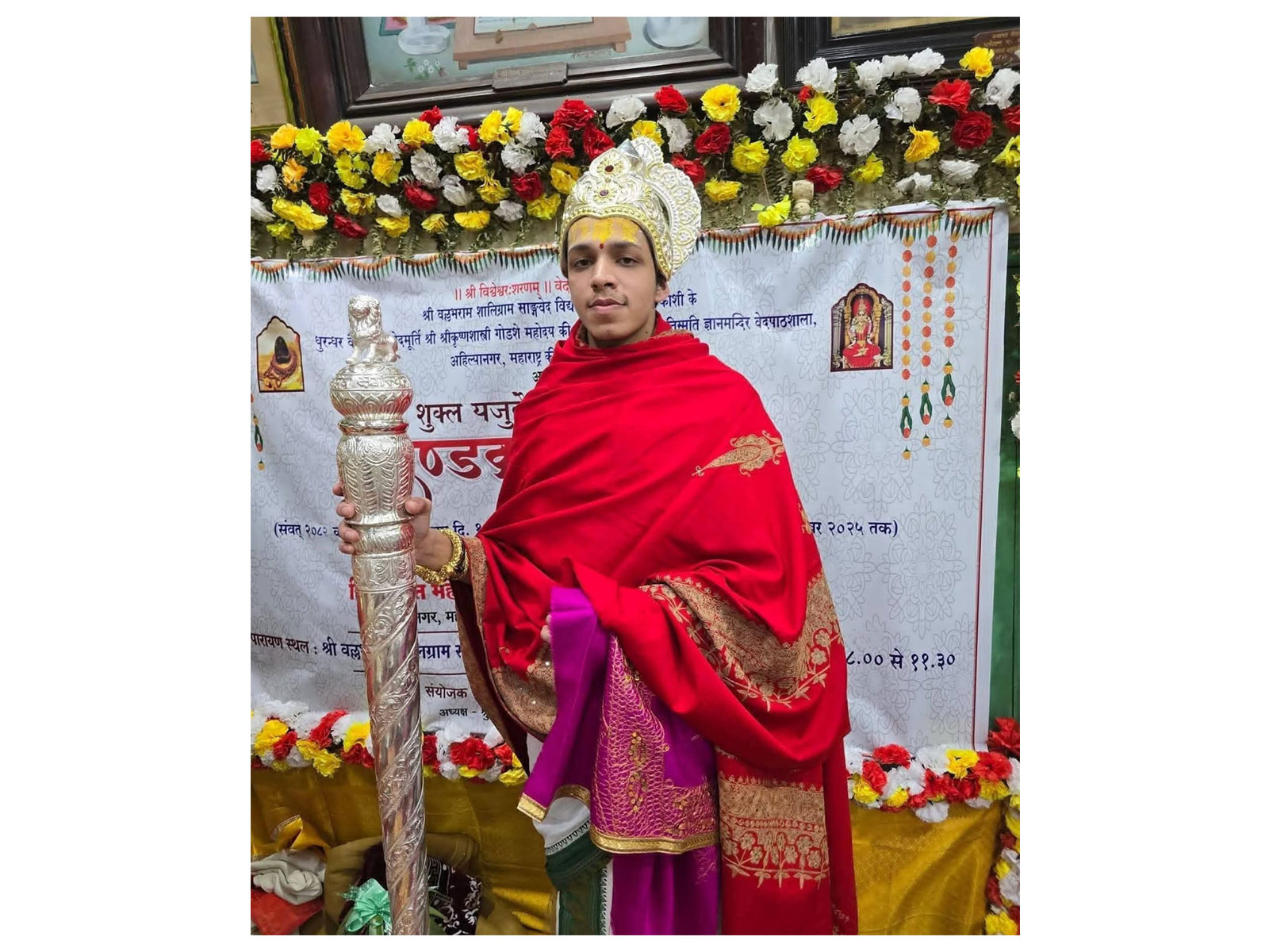19-year-old Vedamurti Devavrat Mahesh Rekhe completes the Dandakrama Parayanam, comprising 2,000 mantras (Photo/@narendramodi on X)